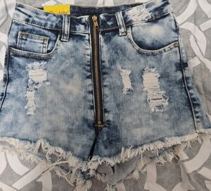 Machine - Acid Wash Distressed Jean Shorts